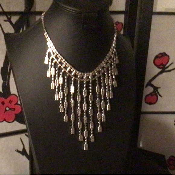 Rhinestone beauty in silver tone with cascading rhinestone rivulets - Picture 7 of 10